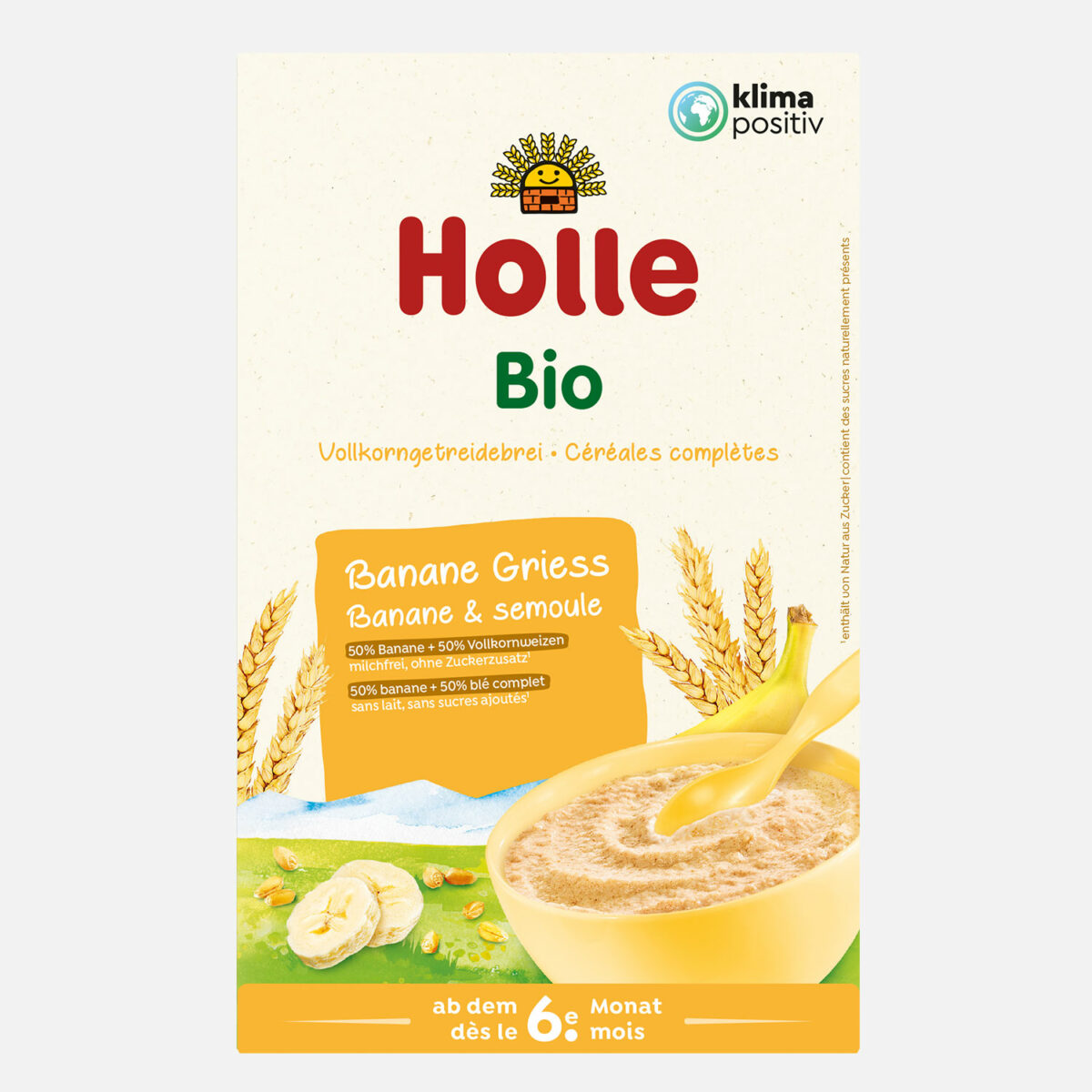 Holle Bio-Vollkorngetreidebrei Banane Griess