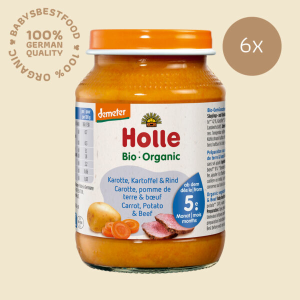 6x Holle Carrots, Potatoes & Beef