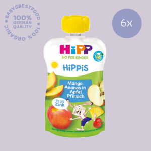 6x HiPP Hippis Mango Pineapple in Apple Peach + Zinc