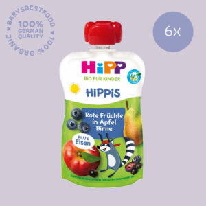 6x HiPP Hippis Red Fruits in Apple Pear + Iron