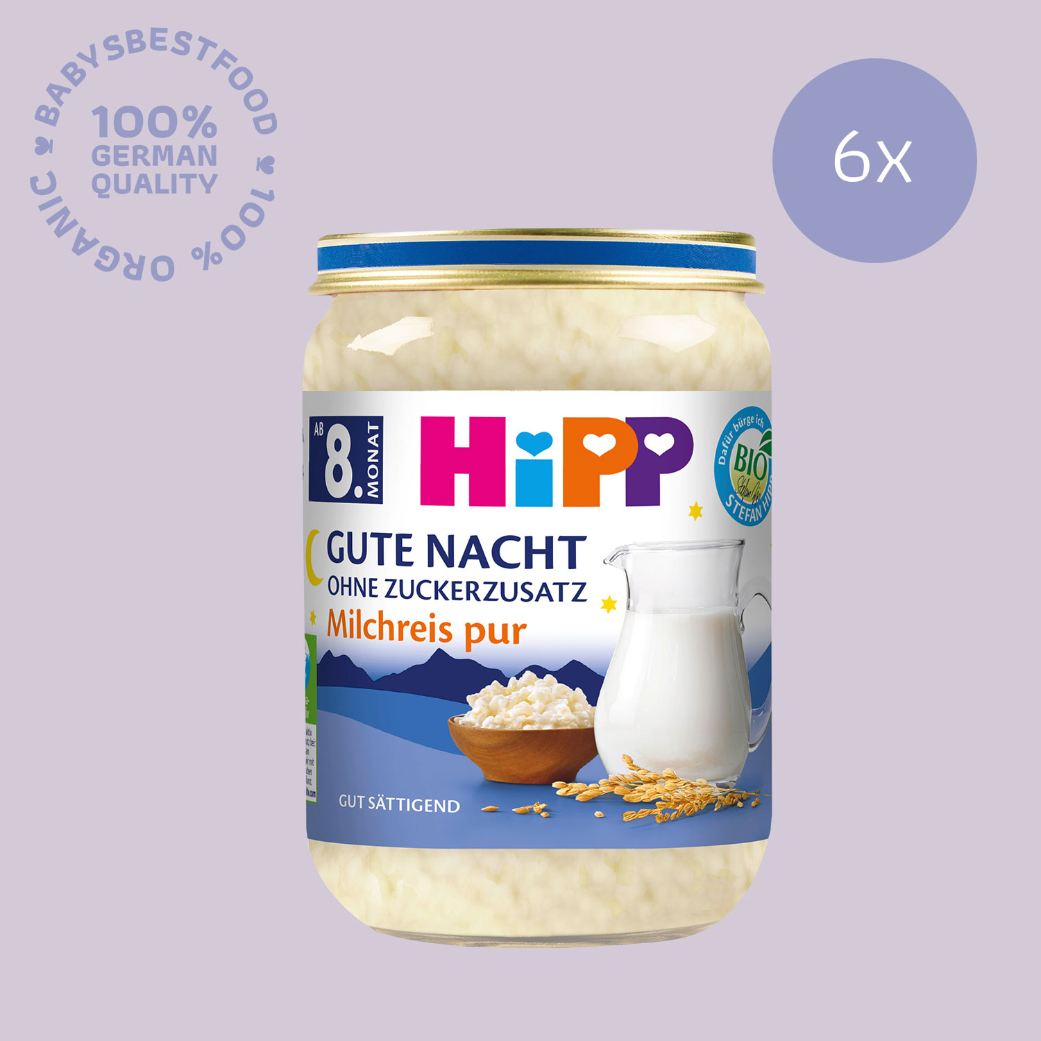 6x HiPP Rice Pudding Pure from 8 months (6x 190 g)