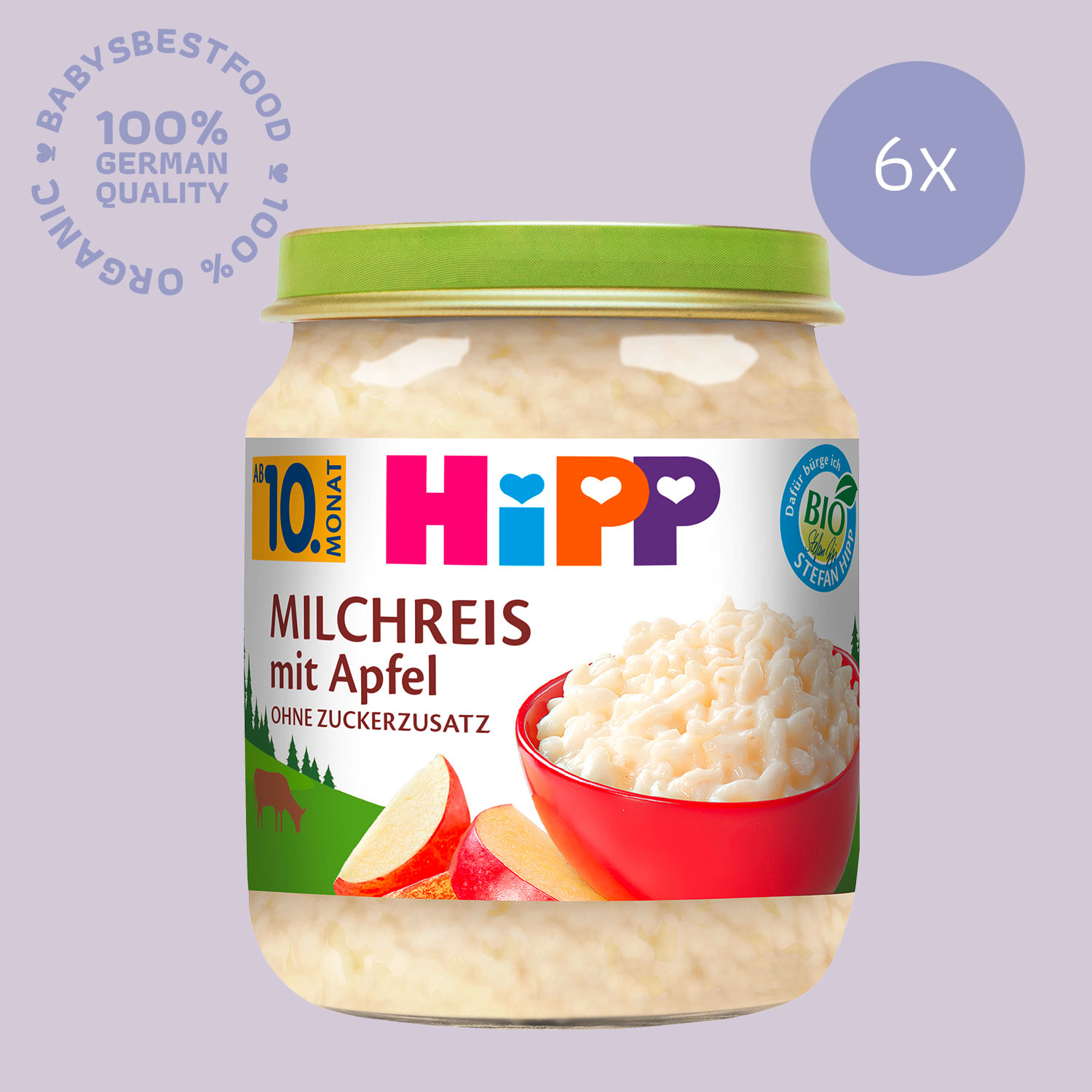 6x HiPP Rice Pudding with Appl from 10 months (6x 200 g)