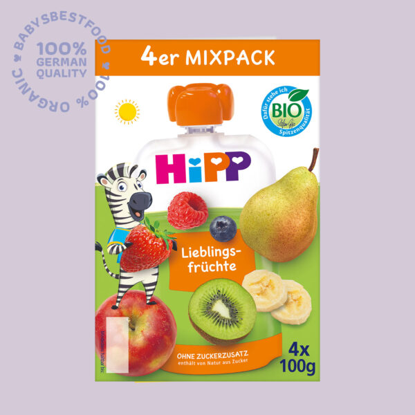 HiPP Hippis Favorite Organic Fruits – Mixed 4-Pack