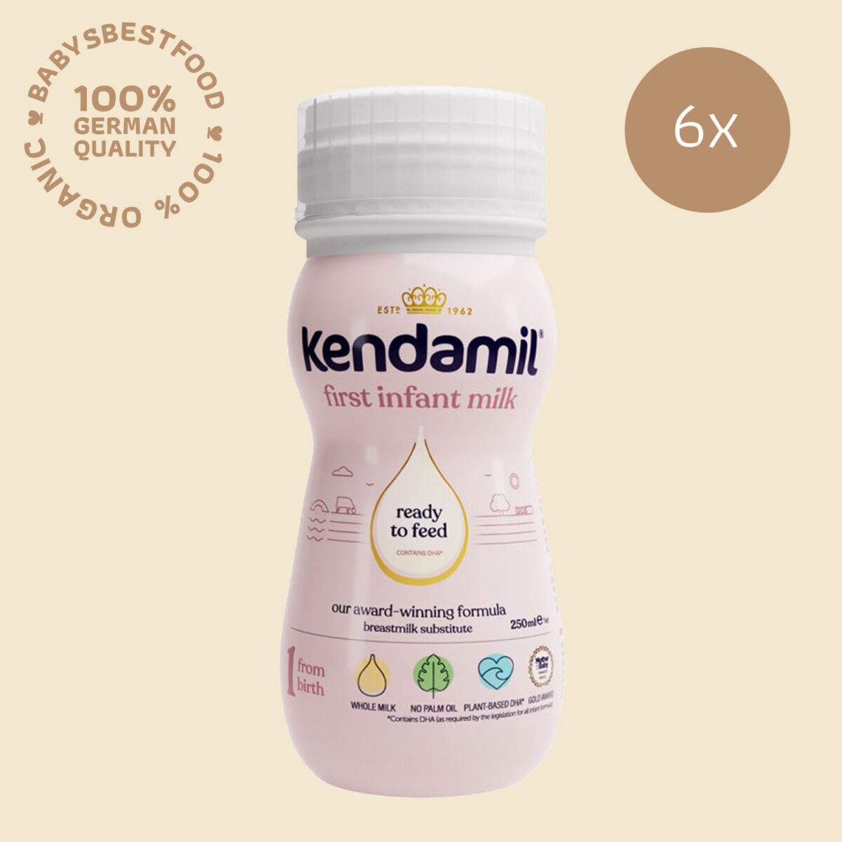 6x Kendamil Anfangsmilch 1 Trinkfertig 250 ml