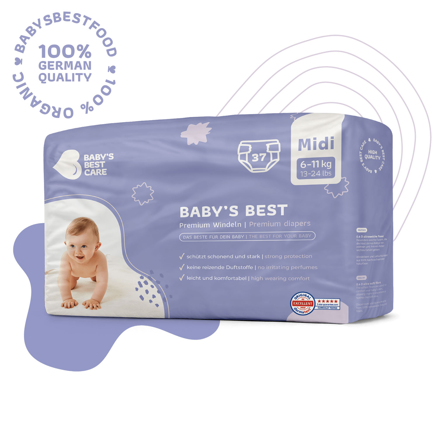 Baby’s Best Premium Diapers - Midi for Active Babies 6-11 kg (37 pcs.)