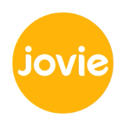 Oranger Kreis mit weißem Schriftzug jovie in der Mitte